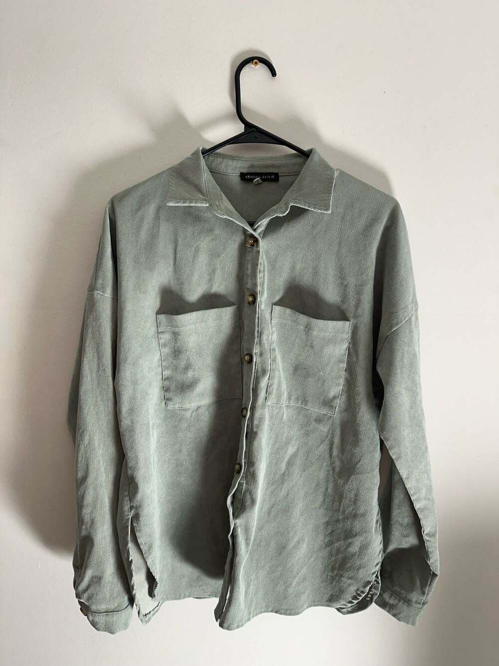 Kendall & Kylie Sage Green Corduroy Button Down Shacket Size S